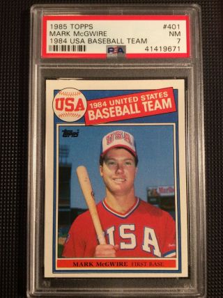 1985 Topps Mark Mcgwire Team Usa 401 Rookie Card Psa 7 Nm Bash Brothers