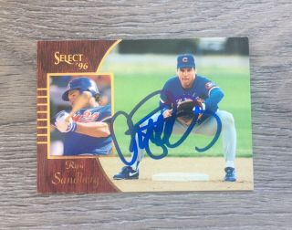 Ryne Sandberg Philadelphia Phillies Chicago Cubs Hof Signed 1996 Pinnacle Select