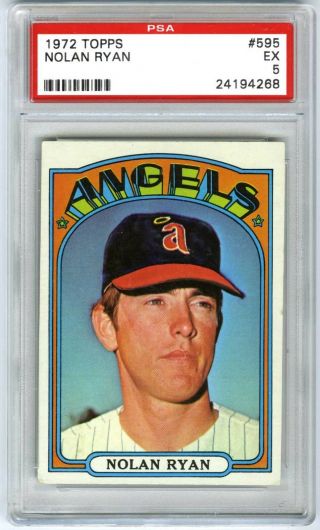 Nolan Ryan California Angels 1972 Topps Psa - 5 (ex) Graded Mlb Baseball Card 595