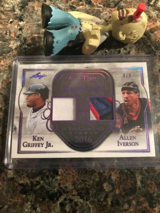 2018 Leaf In The Game Ken Griffey Jr Allen Iverson All Time Patch 4/9rare