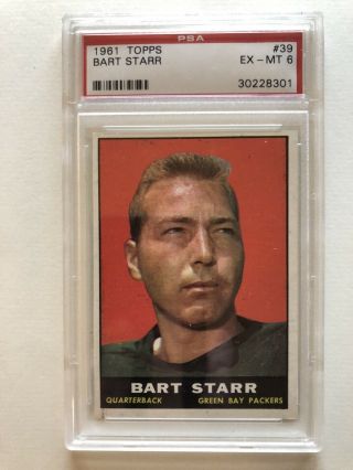 1961 Topps Bart Starr Psa 6 Mvp Bowl I & Ii Packers
