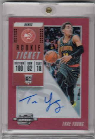 Trae Young 2018 - 19 Contenders Optic Red Prizm Variation Rookie Rc Auto 12/99