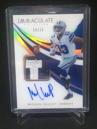 2018 Immaculate Michael Gallup Rpa 14/25 Two Color Patch Auto Cowboys