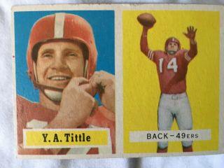 1957 Topps Football Card Y.  A.  Tittle S.  F.  49ers Vg/ex 30 (hof)