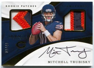 2017 Immaculate Mitchell Trubisky Rookie Autograph 2x Patch Auto /49