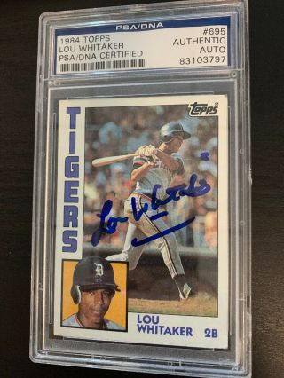Lou Whitaker Signed 1984 Topps Psa Detroit Tigers Autographed Card 398