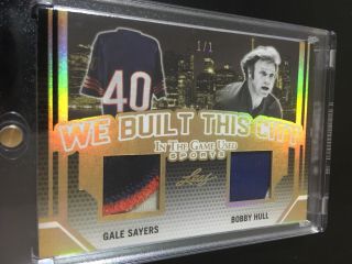Gale Sayers Bobby Hull Gold 1/1 Itg In The Game 2019 Dual Patch Chicago
