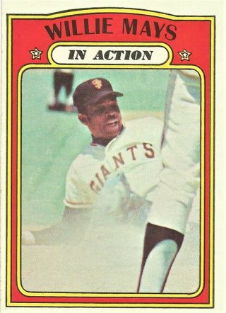 1972 Topps Baseball Willie Mays " In Action " San Francisco Giants 50 Vg - Ex