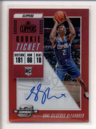 Shai Gilgeous - Alexander 2018/19 Contenders Optic Rookie Red Auto 016/149 Fd6400