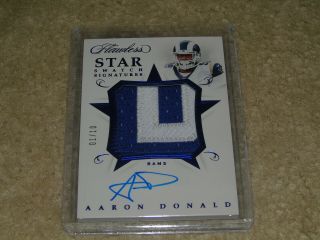 2018 Panini Flawless Aaron Donald Star Swatch Signatures Patch Auto Blue 1/10