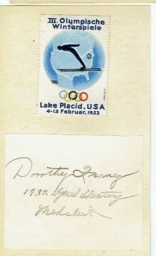 1932 Winter Olympics Speed Skater Dorothy Franey Signed Card