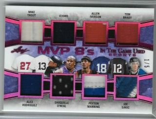 Mike Trout Tom Brady Manning Ichiro 2019 Leaf In The Game Relic 