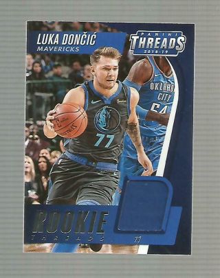 2018 - 19 Panini Threads Luka Doncic Rookie Rc Jersey Patch Mavs Short Print