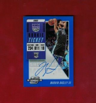 2018 - 19 Optic Contenders Marvin Bagley Iii Rookie Ticket Blue Autograph Auto Rc