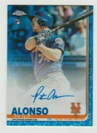 Peter Pete Alonso 2019 Topps Chrome Blue Wave Refractor Rookie Auto /150 Rc Mets