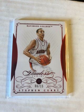 2016 National Treasures Flawless Stephen Curry Red Ruby Real Gem 6/15