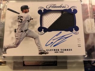 Gleyber Torres 2018 Panini Flawless 2 Color Jumbo Patch Blue Auto Rc Sp 5/15
