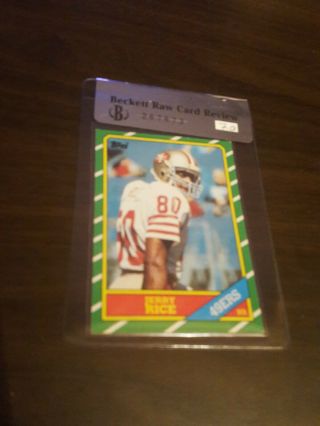 1986 Topps Jerry Rice 161 Rookie Card Rc Sf 49ers Hof Beckett Graded 7