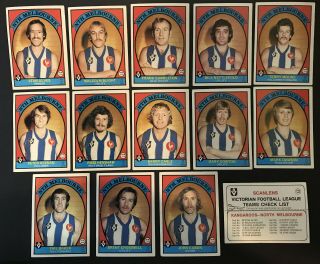 1978 Scanlens Afl Vfl Football Cards - North Melbourne - Full Set
