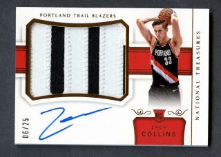 2017 - 18 National Treasures Zach Collins Rpa Rc Rookie Patch Auto 6/25