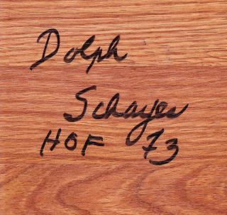 Dolph Schayes Nationals 76ers Signed 6x6 Floor Board Hof