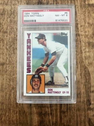 1984 Topps Don Mattingly Rookie Card York Yankees 8 Baseball Card Psa 8