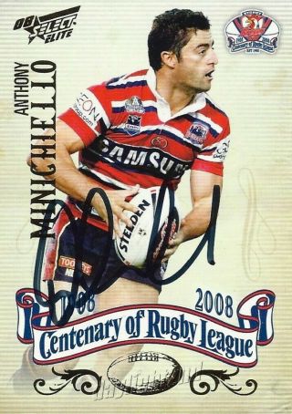 ✺signed✺ 2008 Sydney Roosters Nrl Card Anthony Minichiello Centenary