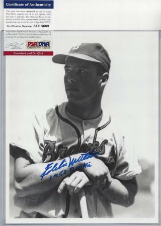 Eddie Mathews Boston Braves Baseball Autographed 8x10 Photo Psa Rookie 1952