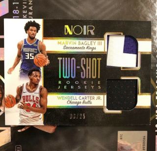 2018 - 19 Panini Noir Marvin Bagley Iii Wendell Carter Jr Rc Two Shot Patch 06/25