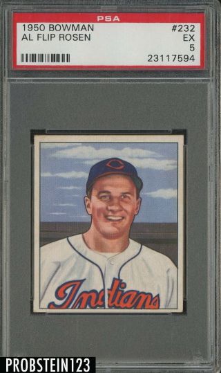 1950 Bowman 232 Al Flip Rosen Cleveland Indians Psa 5 Ex