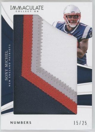 Sony Michel 2018 Immaculate Rookie Jumbo Numbers Patch 15/25 Patriots Rc Cfd