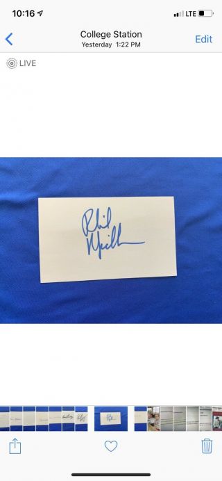 Phil Michelson Signed 3x5 Index Card