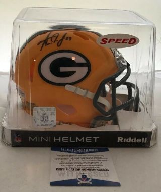Aaron Jones Autographed Green Bay Packers Speed Mini Helmet Beckett Witness