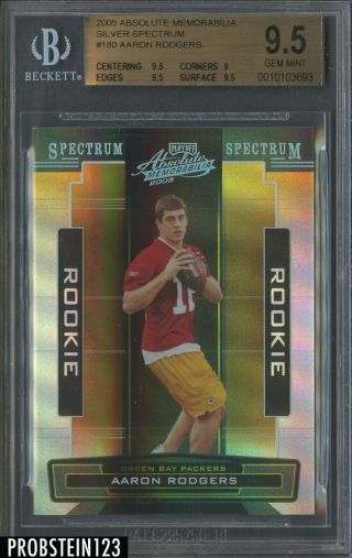 2005 Absolut Silver Spectrum 180 Aaron Rodgers Packers Rc /100 Bgs 9.  5 Gem