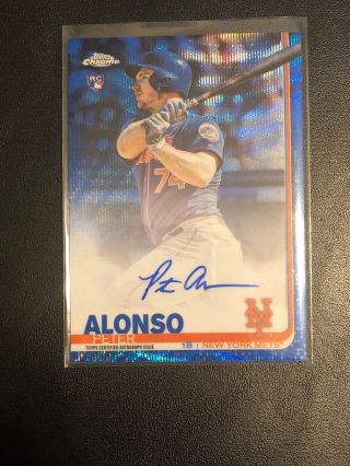 Pete Alonso 2019 Topps Chrome Blue Wave Refractor Rc Rookie Auto Autograph /150