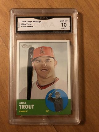 Mike Trout 2012 Topps Heritage 207 Angels Rc Rookie Gma Graded 10 Gem