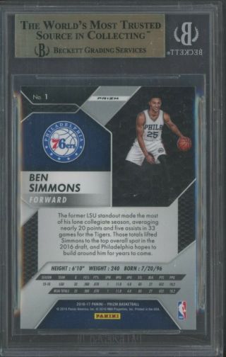 2016 - 17 Panini Prizm Ruby Wave 1 Ben Simmons 76ers RC Rookie BGS 9.  5 w/ 10 2