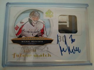 2009 - 10 Sp Authentic Auto Patch 3 Col Michael Neuvirth /100 Rc Rookie