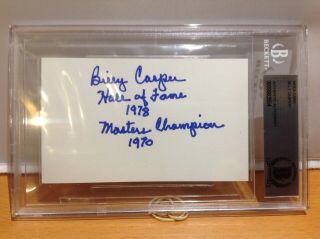 Hof Golf Billy Casper Autographed 3x5 Index Card Beckett Authenticated