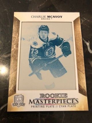 2017 18 Ud Cup Charlie Mcavoy Rookie Printing Plate Card 1/1 Bruins