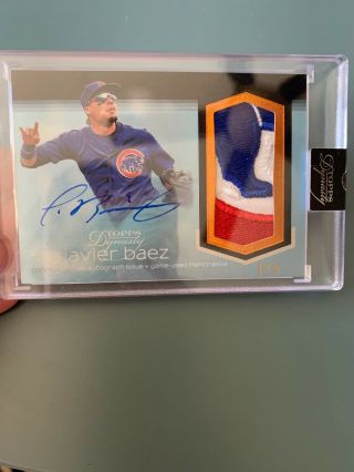 2018 Topps Dynasty Javier Baez Cubs Tricolor Logo Patch On - Card Auto 1/5