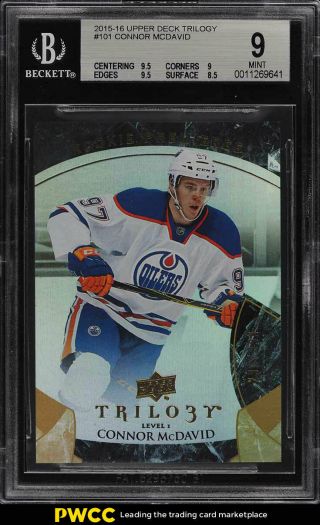 2015 Upper Deck Trilogy Connor Mcdavid Rookie Rc /999 101 Bgs 9 (pwcc)