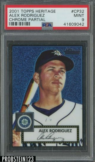 2001 Topps Heritage Chrome Partial Alex Rodriguez Seattle Mariners /552 Psa 9