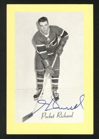 Henri Richard Hof Canadiens Signed Auto 1944 - 63 Beehive Group Ii Photos 283
