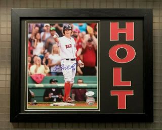 Brock Holt Signed 8x10 Photo Autographed Framed 13x16 Jsa Witnessed Red Sox