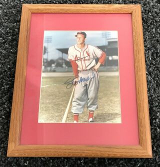STAN MUSIAL SIGNED Framed COLOR PHOTO ST.  LOUIS CARDINALS baseball 1940s HOF 2