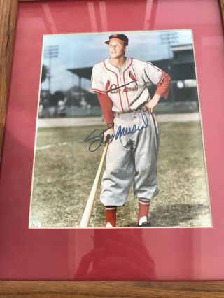 STAN MUSIAL SIGNED Framed COLOR PHOTO ST.  LOUIS CARDINALS baseball 1940s HOF 3