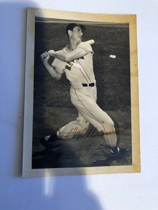 Ted Williams Signed 5x7 Vintage Boston Red Sox Picture