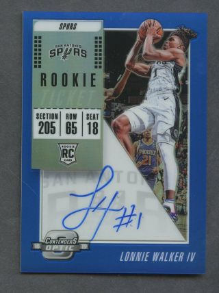 2018 - 19 Contenders Optic Rookie Ticket Blue Lonnie Walker Iv Rc Auto 19/49