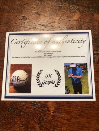 Billy Hurley III Signed 2019 US Open Golf Ball PGA Proof Autographed 4